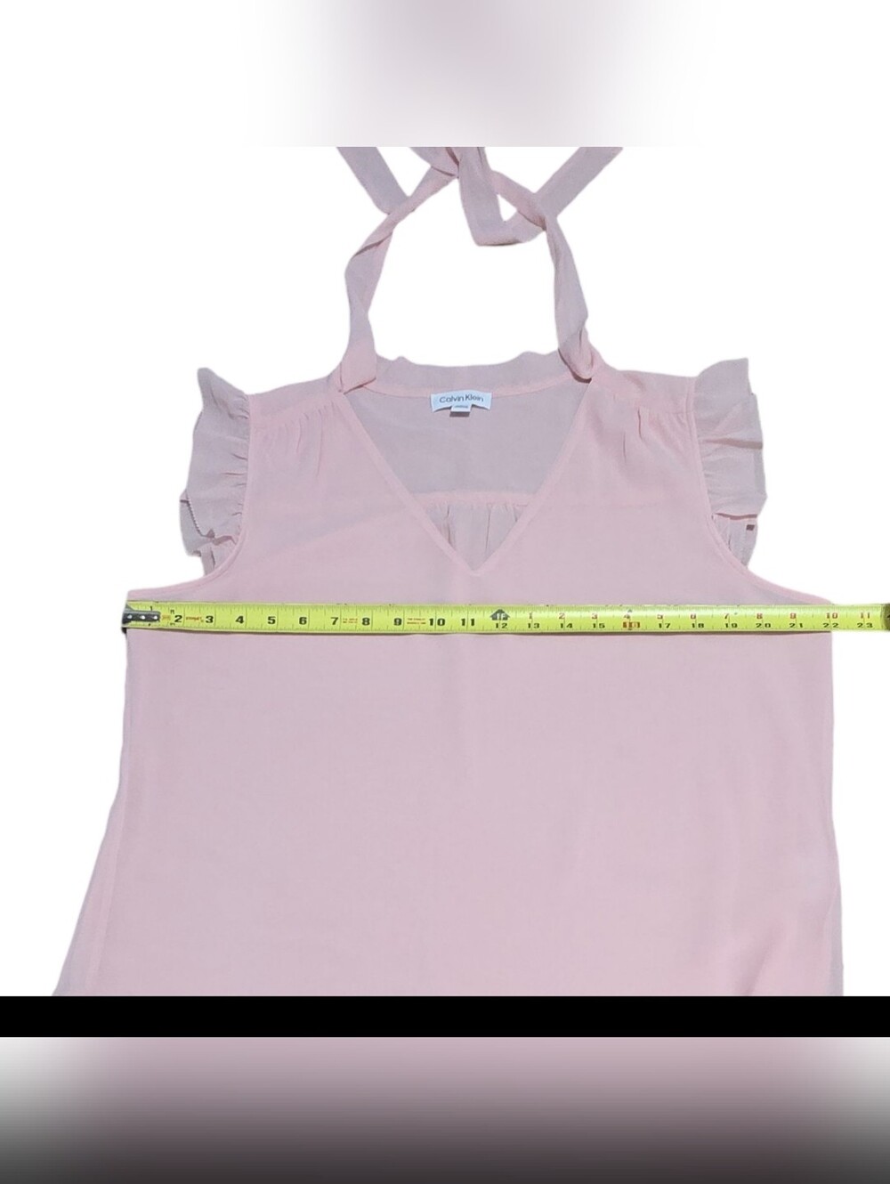 Calvin Klein Light Pink Tie-Neck Ruffle Sleeve Blouse - Picture 8 of 8
